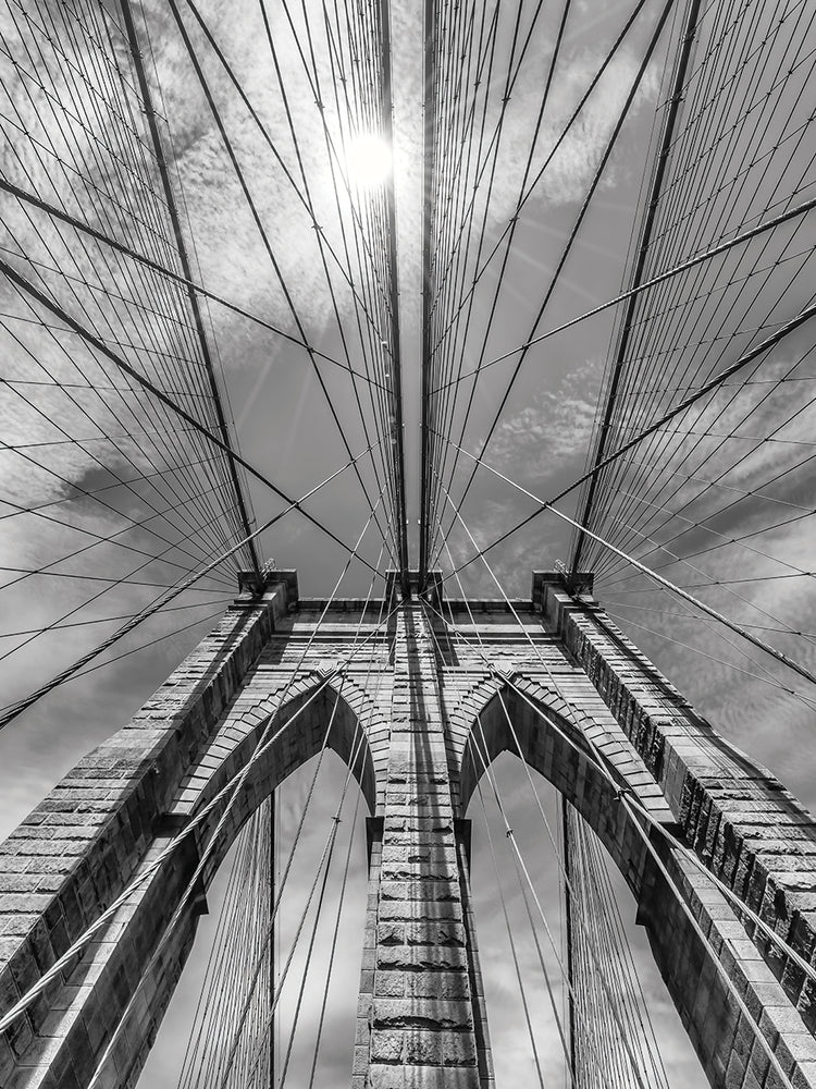 NYC Monochrome Brooklyn Bridge in Detail