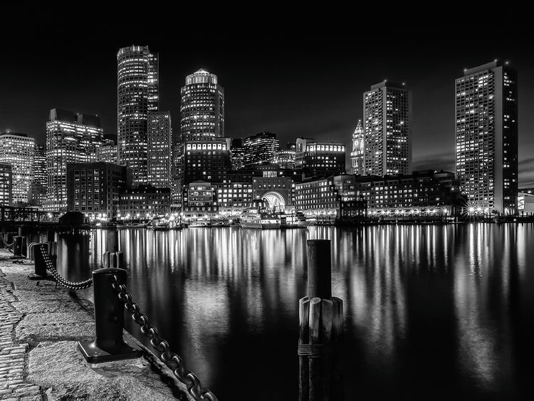 BOSTON Monochrome Skyline at night