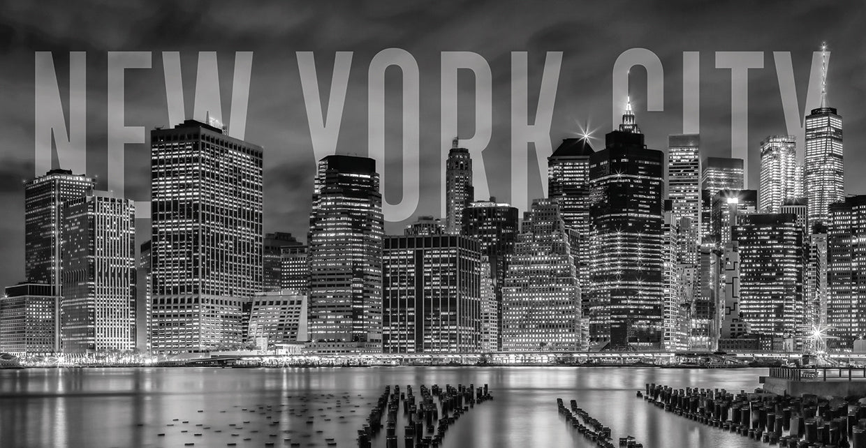 NEW YORK CITY Skyline - Monochrome Panorama