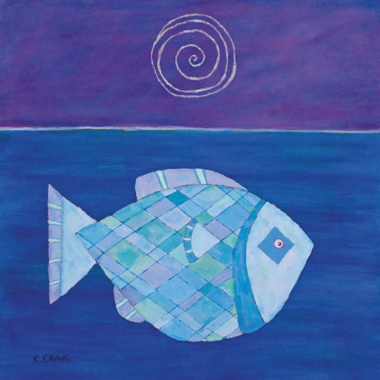 Fish With Spiral Moon Canvas Print