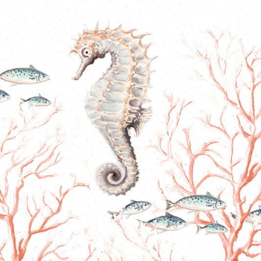 Seahorse On Coral Canvas Print