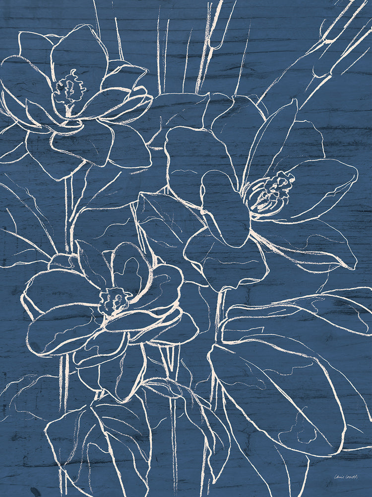 Floral Sketch on Navy I