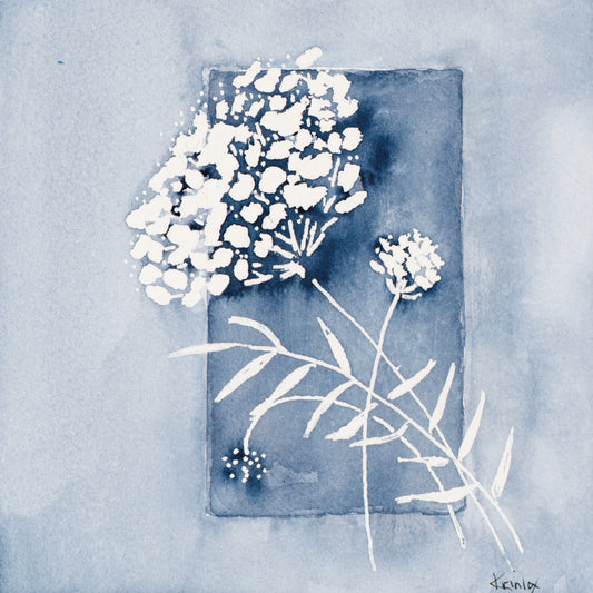Blue And White Floral Framed Canvas Print