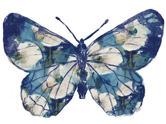 Floral Indigo Butterfly Canvas Print