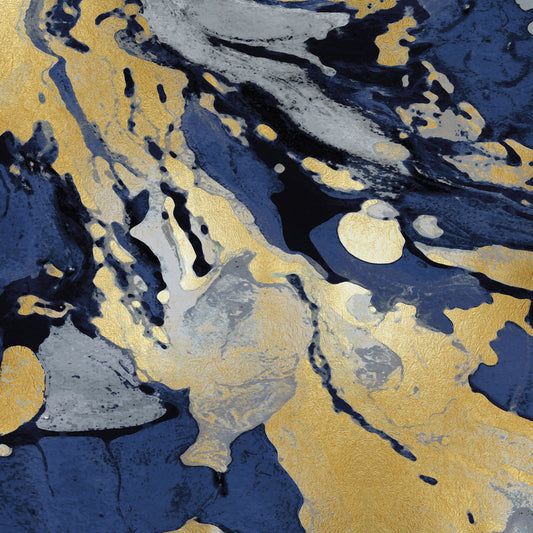 Marbleized in Gold and Blue I Canvas Print