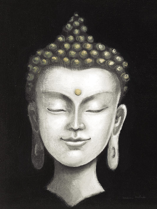 Serene Buddha I White Gold Canvas Print
