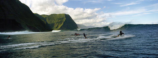 Surfers in the sea, Hawaii, USA Canvas Print
