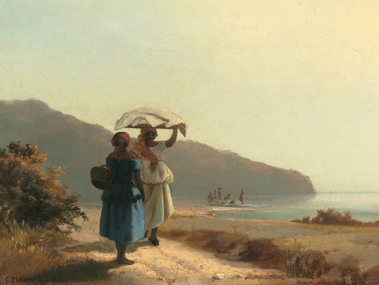 Two Women Chatting by the Sea, St. Thomas 1856 Canvas Print