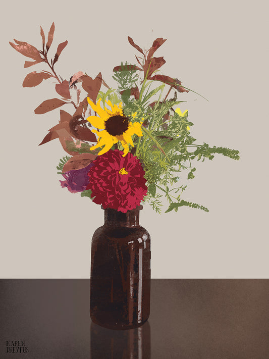 Flowers in Medicine Vase Canvas Print