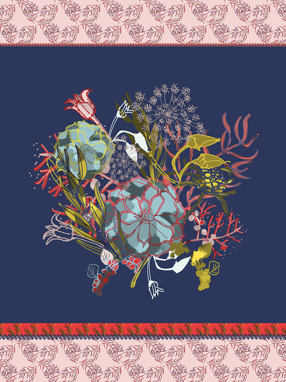 Succulent Bouquet on Blue