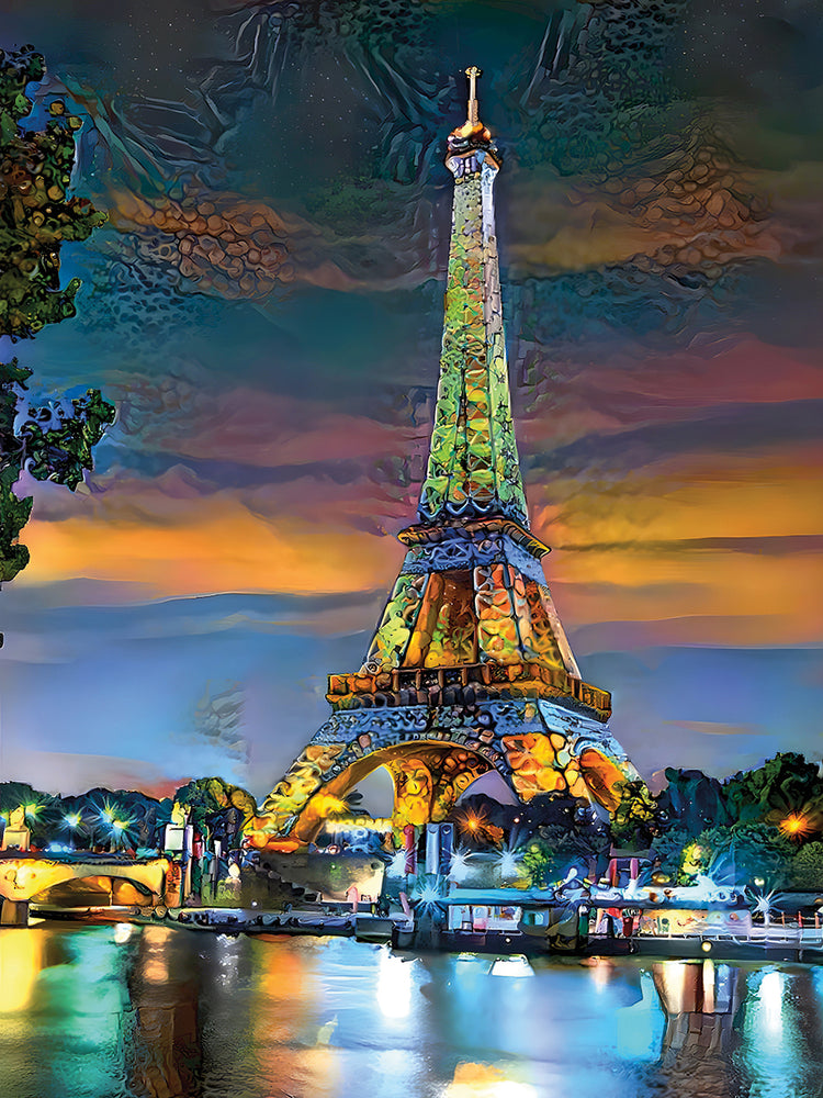 Paris France Eiffel Tower at sunset