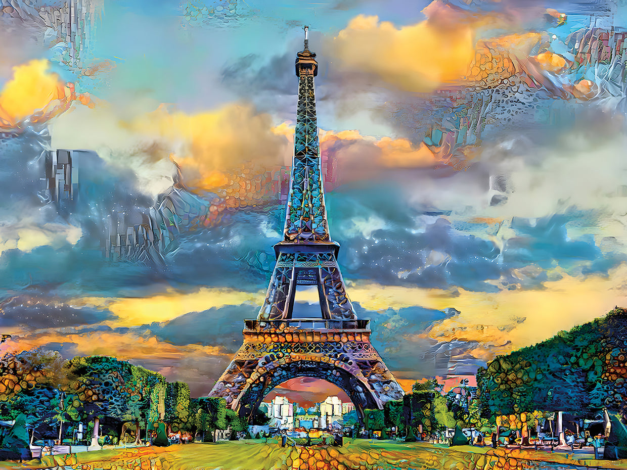 Paris France Eiffel Tower from Champ de Mars