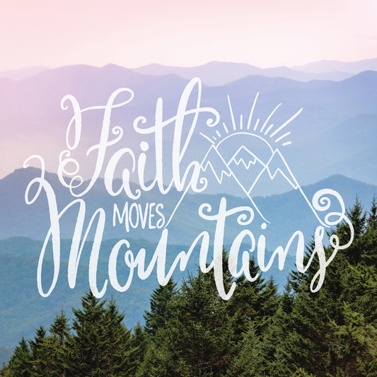 Faith Moves Mountains Quote Blue Smoky Mountain Layers II Canvas Print