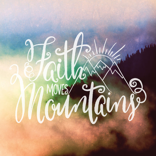Faith Moves Mountains Quote Blue Smoky Mountain Layers IV Canvas Print