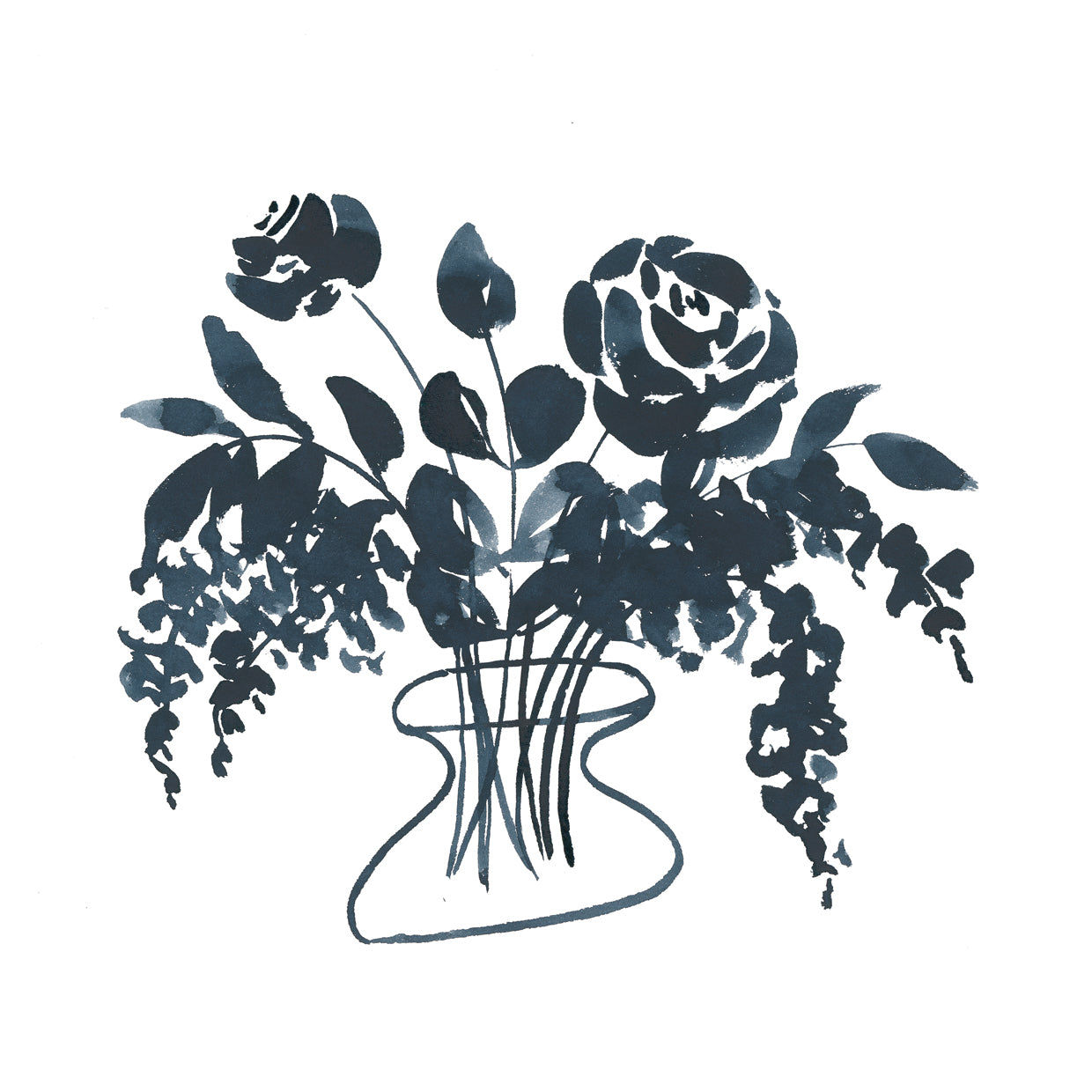 Indigo Floral Study I