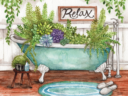 Whimsical Plants In Bath Tub Canvas Print