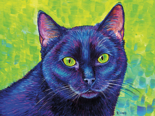 Black Cat With Chartreuse Eyes Canvas Print