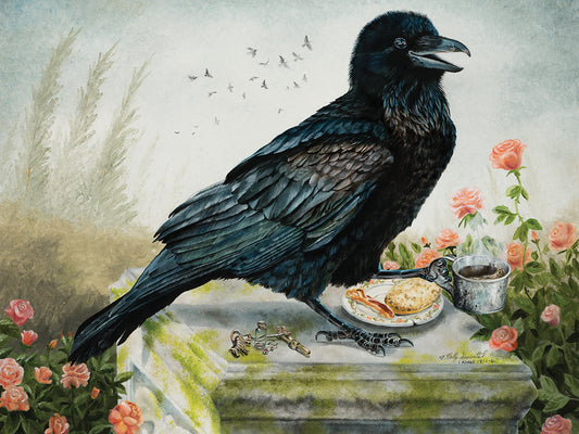 Breakfast With A Raven Canvas Print