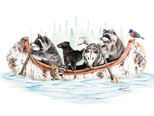 Critter Canoe Canvas Print