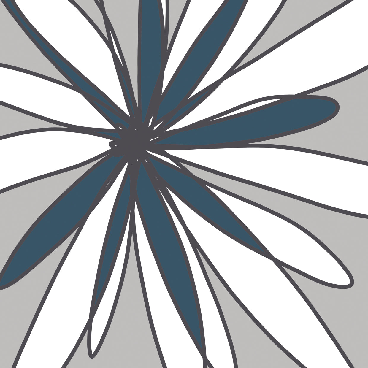 Graphic Flower Set Teal 02