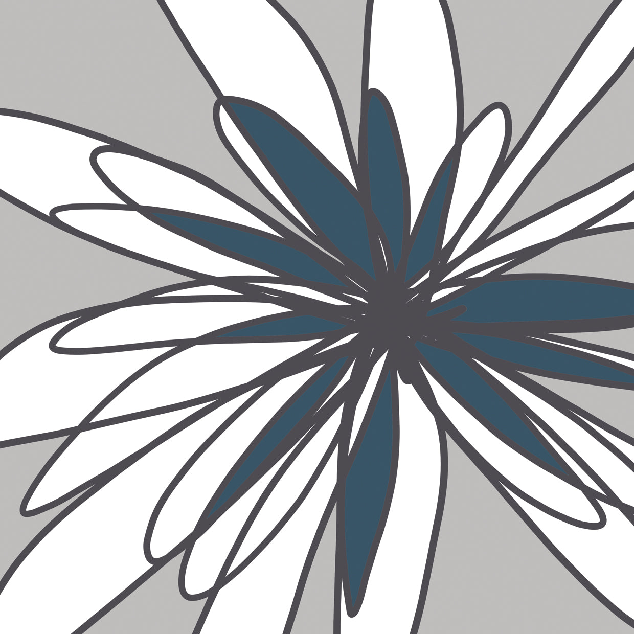 Graphic Flower Set Teal 03