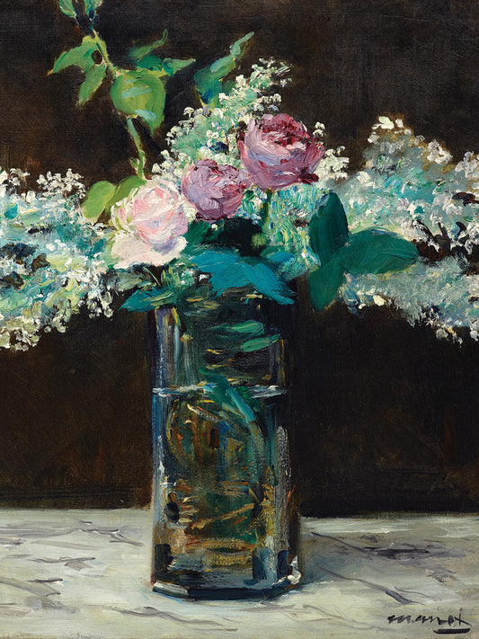 Vase of White Lilacs and Roses (1883) Canvas Print