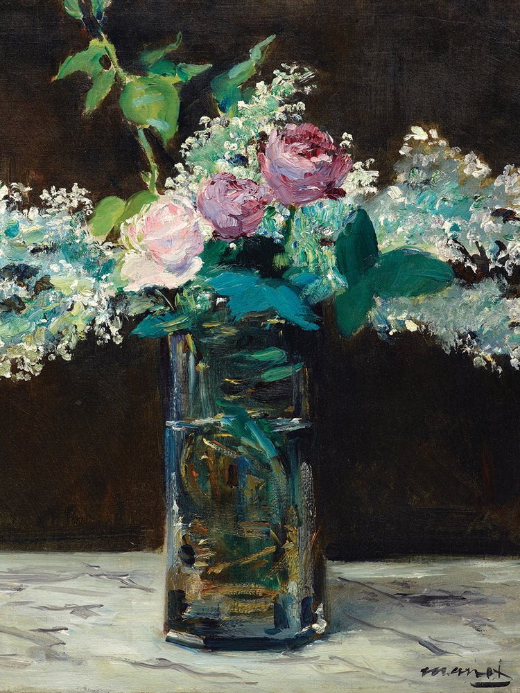 Vase of White Lilacs and Roses (1883)