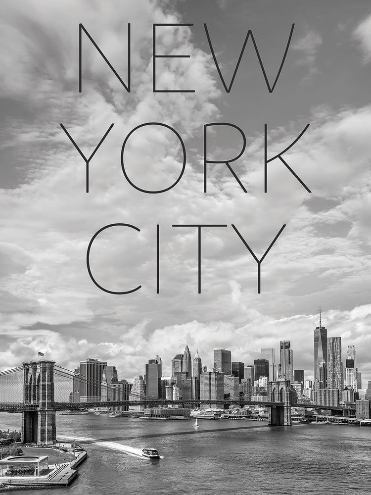 NYC Brooklyn Bridge & Lower Manhattan | Text & Skyline
