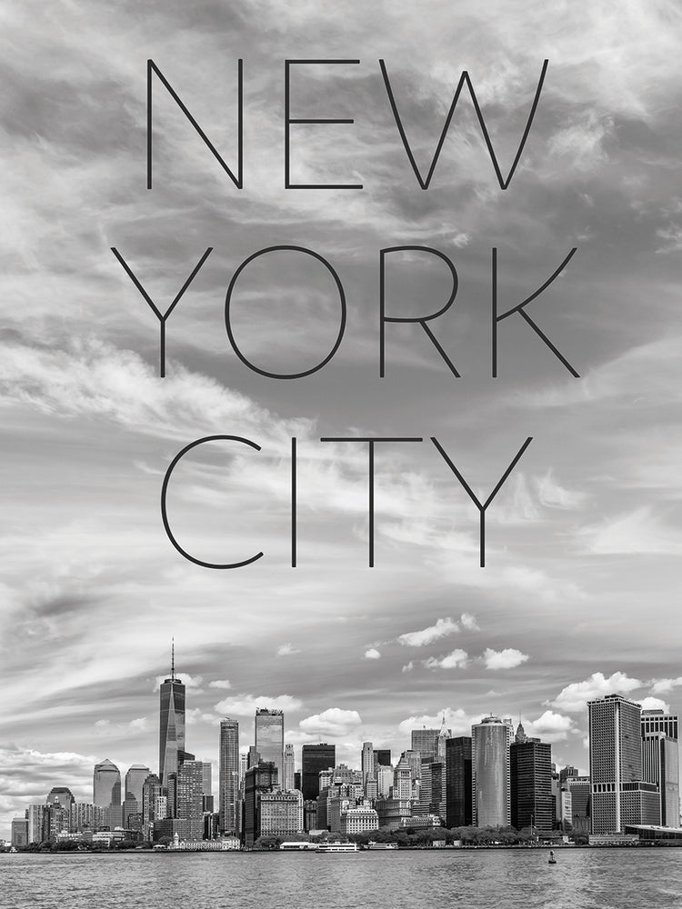 NYC Lower Manhattan & Hudson River | Text & Skyline