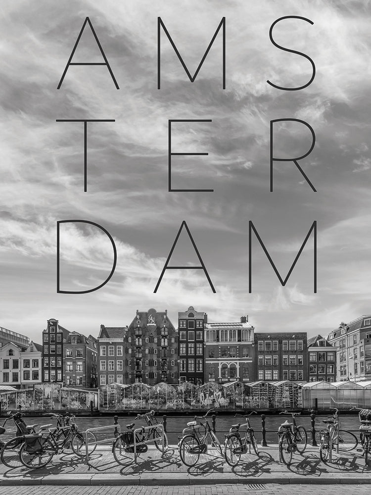 AMSTERDAM Singel Canal with Flower Market | Text & Skyline