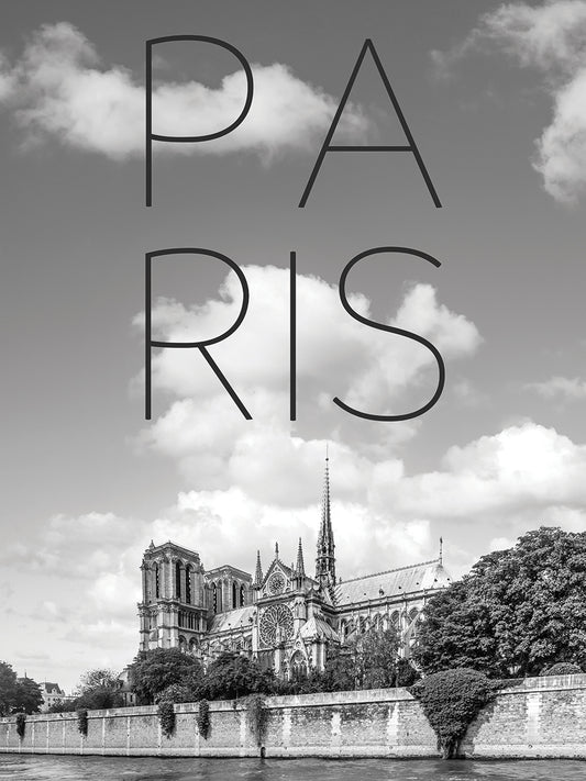 PARIS Cathedral Notre-Dame | Text & Skyline Canvas Print