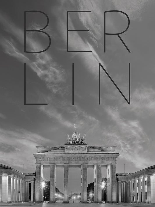 BERLIN Brandenburg Gate | Text & Skyline Canvas Print