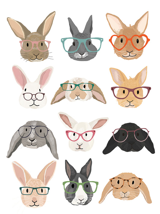 Rabbits in Glasses Canvas Print