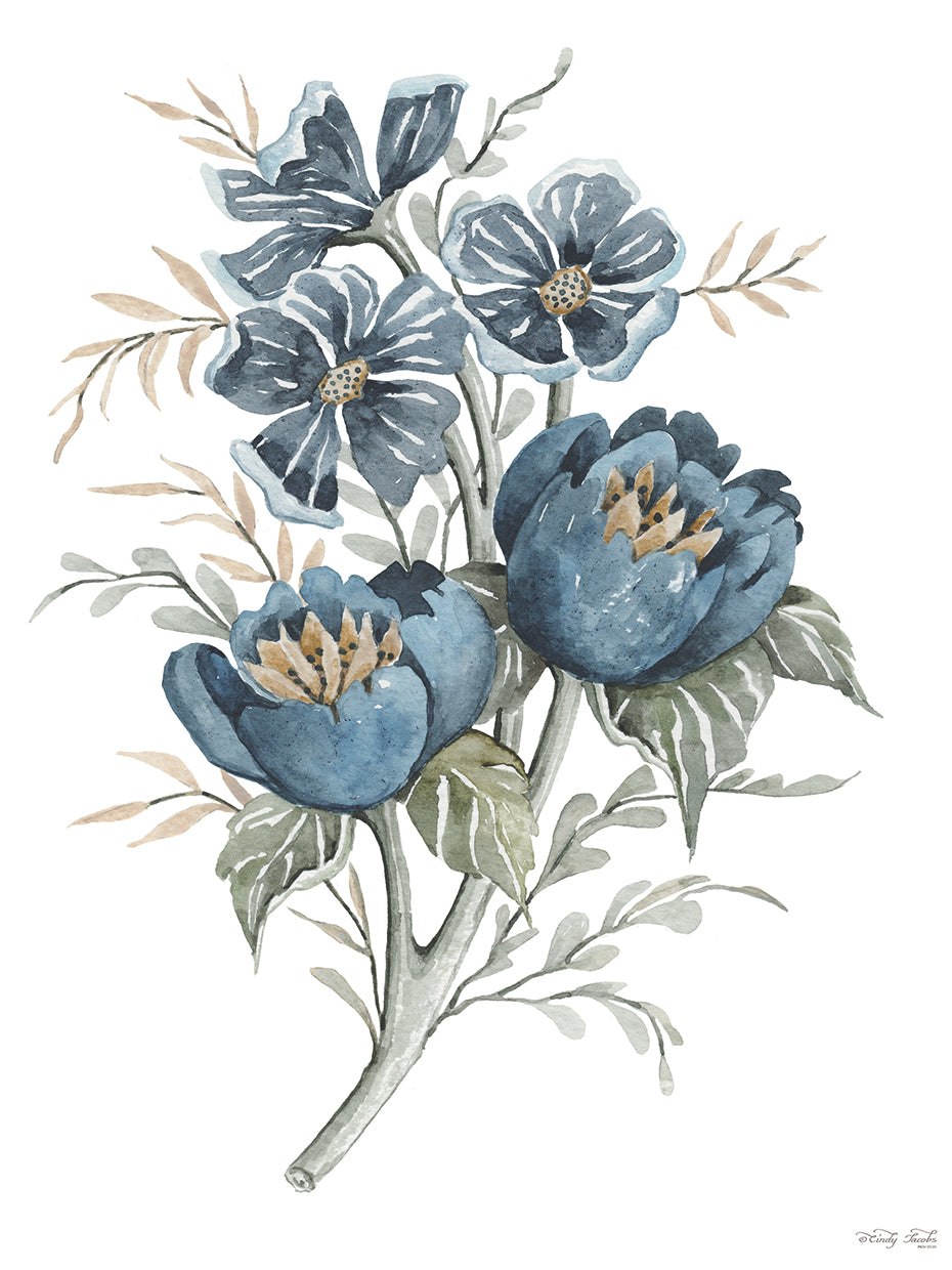 Blue Botanical Peonies