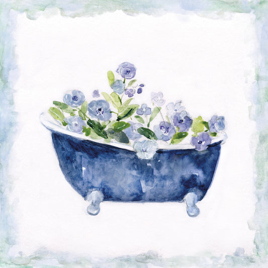 Blue Bouquet Bath I Canvas Print
