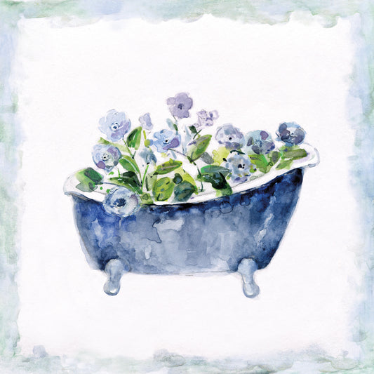 Blue Bouquet Bath II Canvas Print