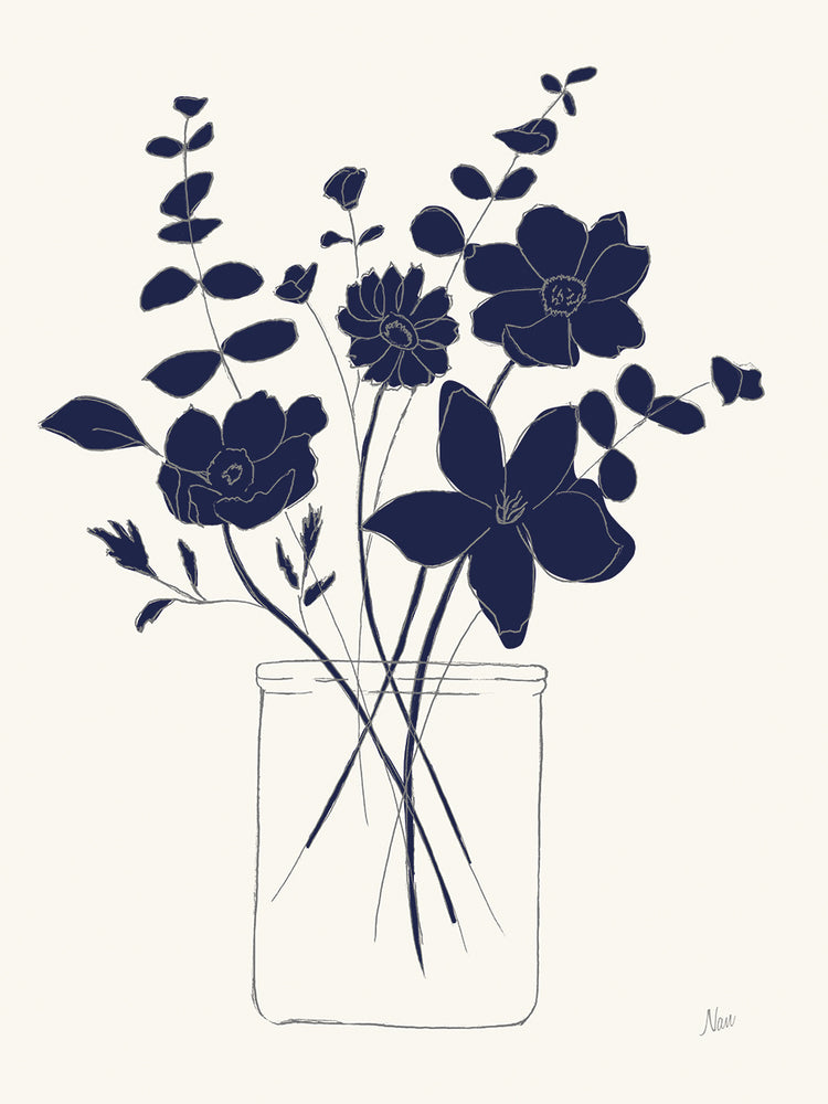 Indigo Sketch Bouquet I