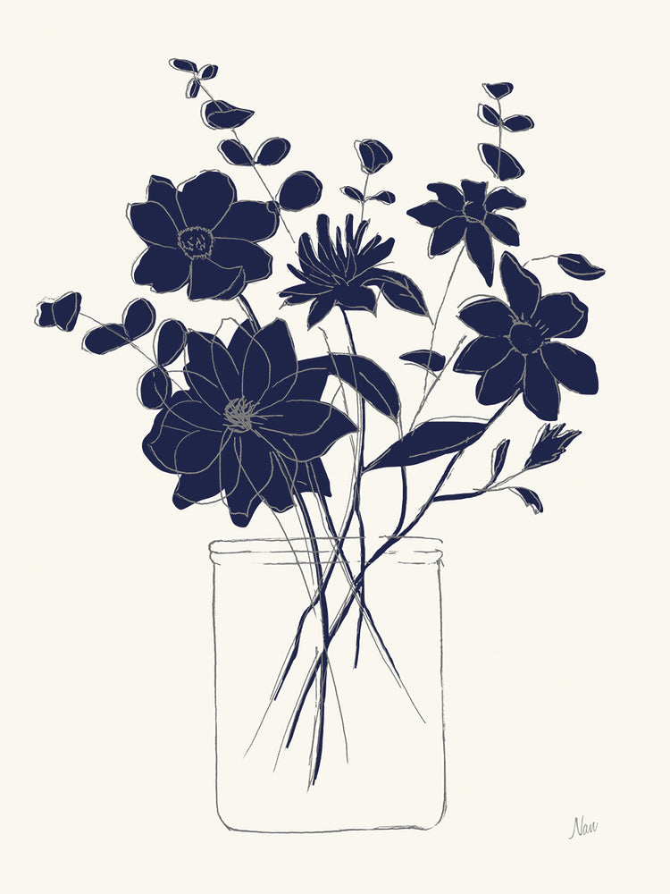 Indigo Sketch Bouquet II