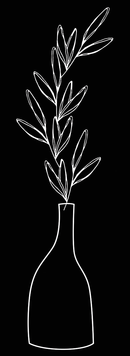 Minimal Lined Leaf 3 on black