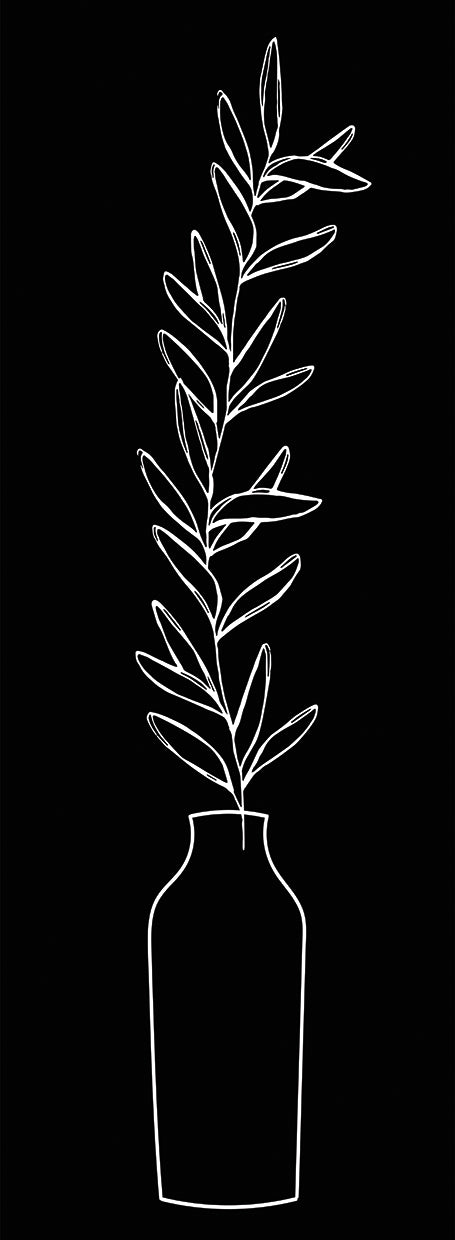 Line Drawing with Leaves Vase 1