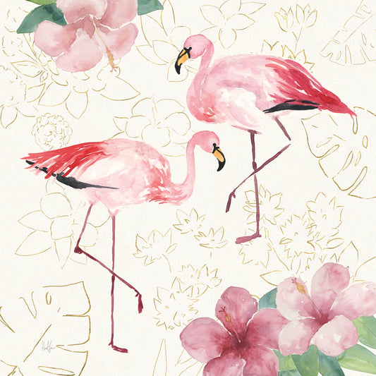 Tropical Fun Bird V with Gold Canvas Print