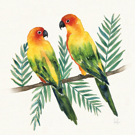 Tropical Fun Bird III Leaves Canvas Print
