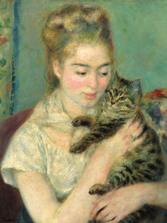 Woman with Cat (Femme au chat), 1875 Canvas Print
