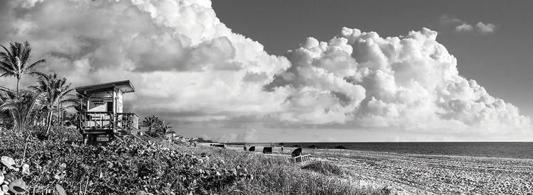 Watching the Clouds in a Big Sky in a Black and White Panorama