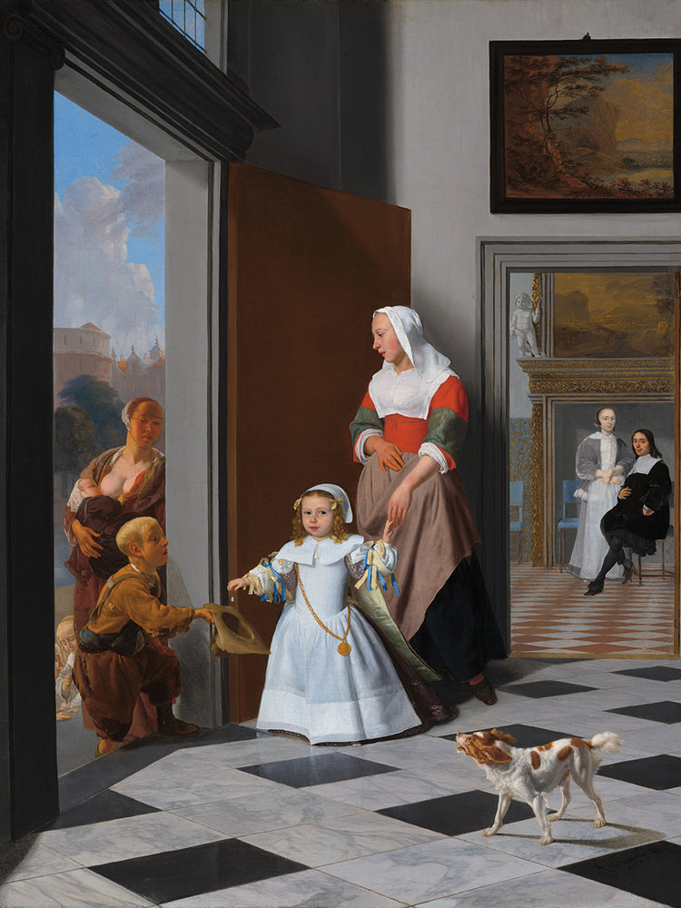 A Nurse and a Child in an Elegant Foyer