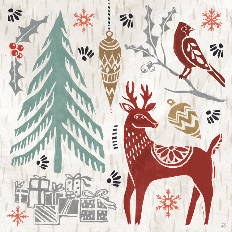 Woodcut Christmas V Color