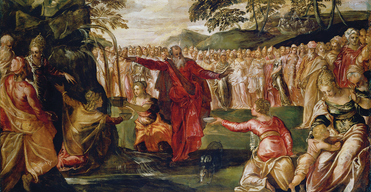 Moisés golpeando la roca (ca. 1555 - 1570) Lienzo