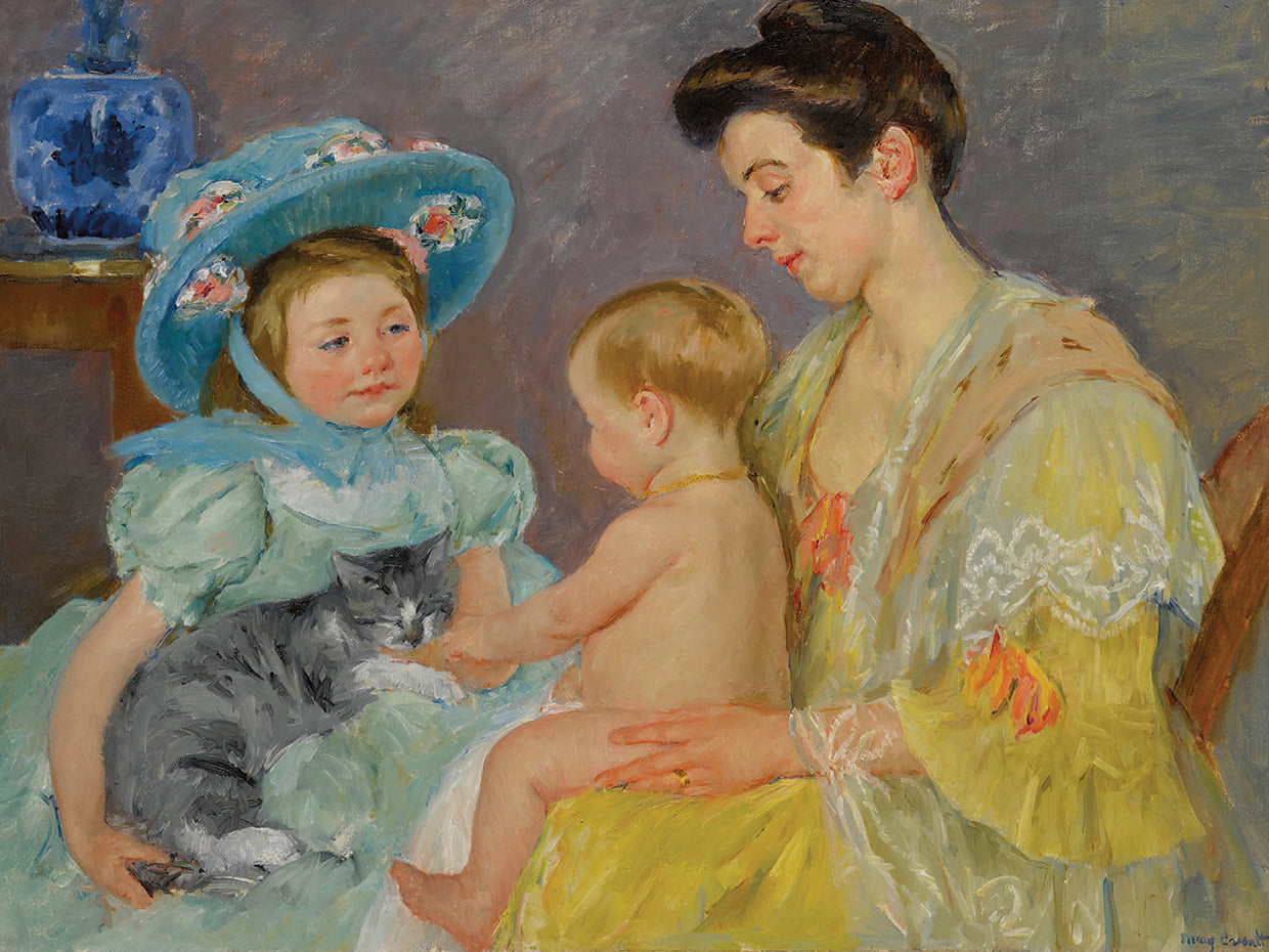 Children Playing with a Cat