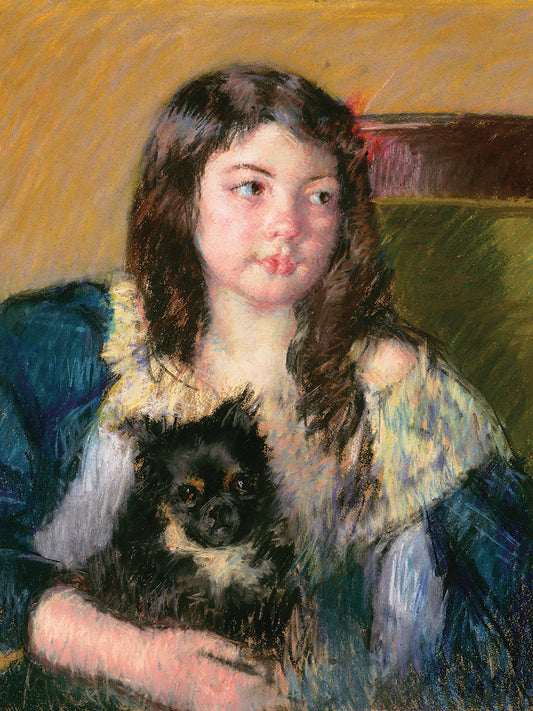 Françoise, Holding a Little Dog, Looking Far to the Right (1909)