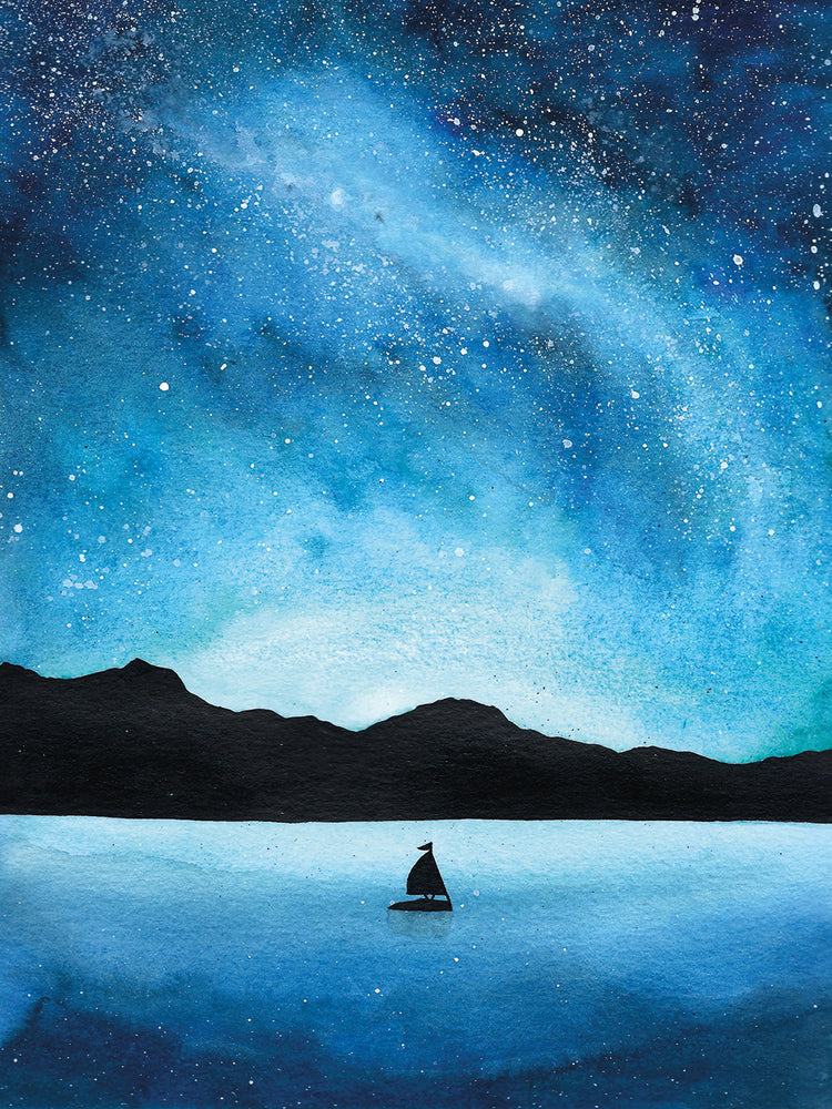 Boat Approaching Blue sunset